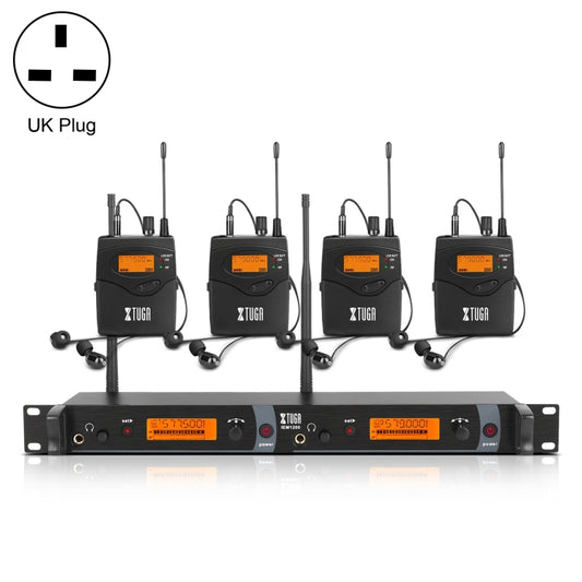 XTUGA IEM1200 Wireless Transmitter 4 Bodypack Stage Singer In-Ear Monitor System (UK Plug) - Microphone by XTUGA | Online Shopping UK | buy2fix