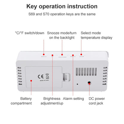 TS-S69-G Multifunctional LED Alarm Clock Battery / Plug-in Charging Dual-purpose Make-up Mirror Clock(Green) - Alarm Clocks by buy2fix | Online Shopping UK | buy2fix