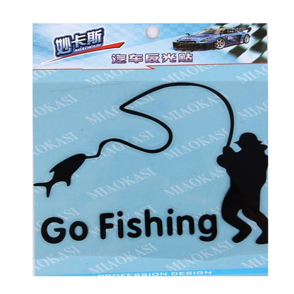 10 PCS Go Fishing Styling Reflective Car Sticker, Size: 14cm x 9.5cm(Black) - Decorative Sticker by buy2fix | Online Shopping UK | buy2fix