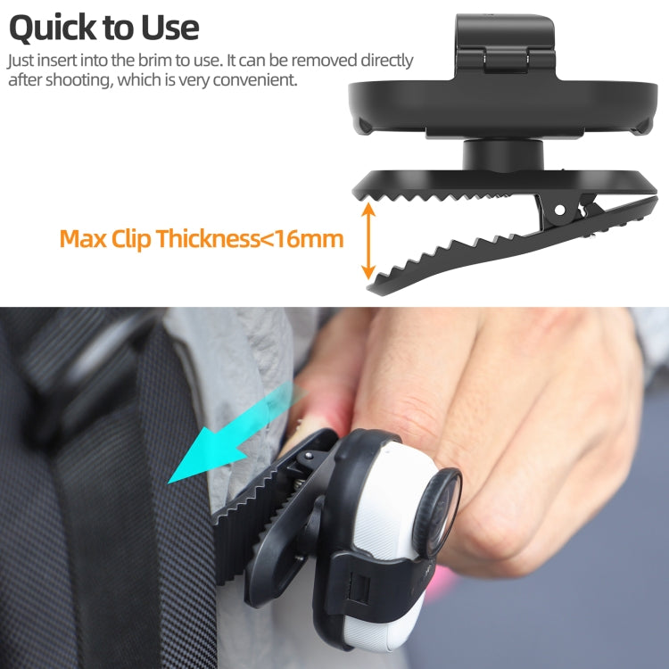 For Insta360 GO3 / GO 3S Sunnylife 360 Degree Rotation Backpack Clip Action Camera Clamp Mount (Black) - Mount & Holder by Sunnylife | Online Shopping UK | buy2fix