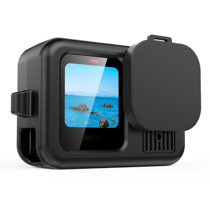 For GoPro HERO13 Black Silicone Protective Case Cover with Wrist Strap & Lens Cover (Black) - Silicone Cases by buy2fix | Online Shopping UK | buy2fix