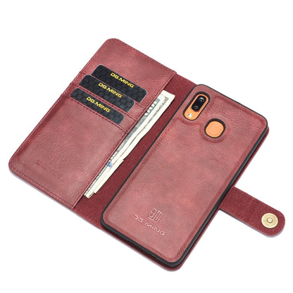 For Galaxy A20 & A30 & M10s DG.MING Crazy Horse Texture Flip Detachable Magnetic Leather Case with Holder & Card Slots & Wallet(Red) - Galaxy Phone Cases by DG.MING | Online Shopping UK | buy2fix