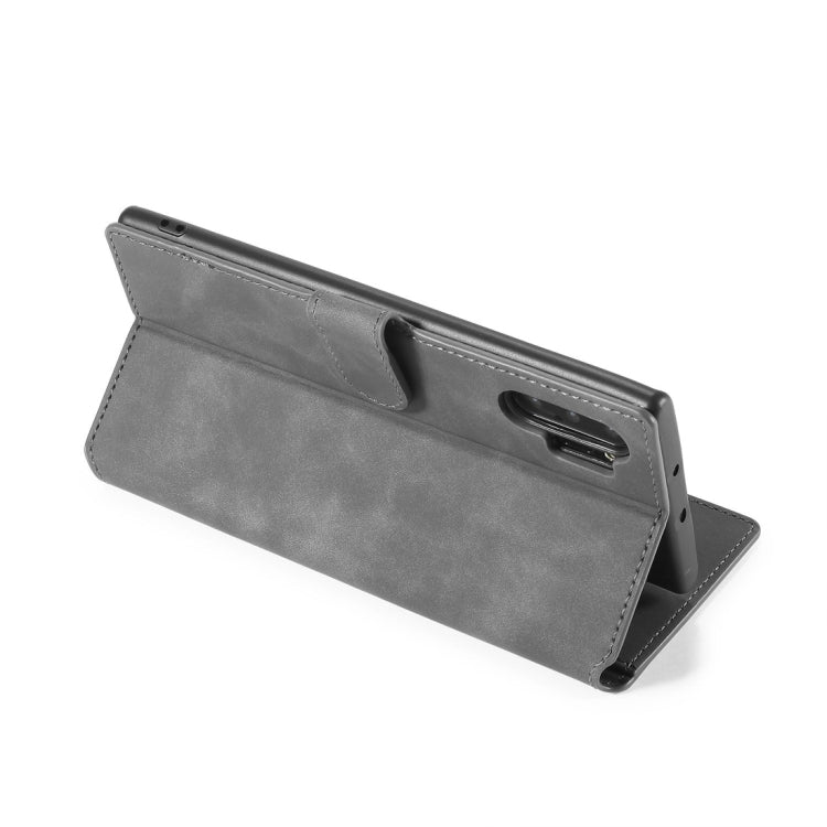 DG.MING Retro Oil Side Horizontal Flip Case with Holder & Card Slots & Wallet for Galaxy Note 10+(Grey) - Galaxy Phone Cases by DG.MING | Online Shopping UK | buy2fix