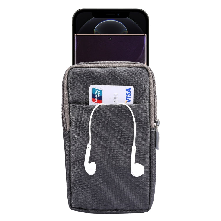 Sports Leisure Drawstring  Horizontal Plate Hanging Waist Phone Waist Pack Leather Case, Suitable for 6.7-6.9 inch Smartphones(Dark Gray) - Universal Leather Case by buy2fix | Online Shopping UK | buy2fix