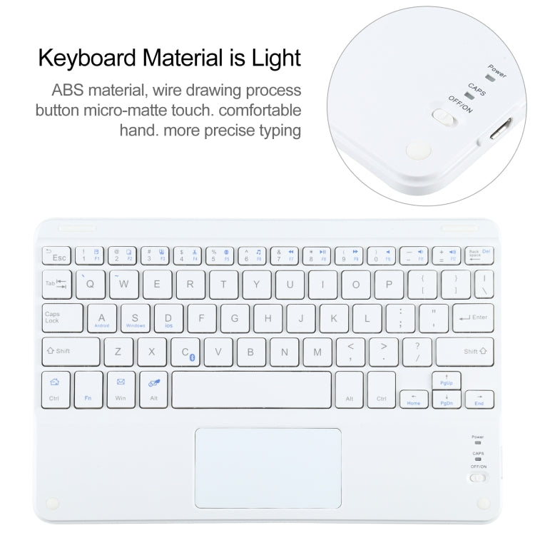 Universal Detachable Bluetooth Keyboard + Leather Tablet Case with Touchpad for iPad 9-10 inch, Specification:White Keyboard(Black) - Universal by buy2fix | Online Shopping UK | buy2fix