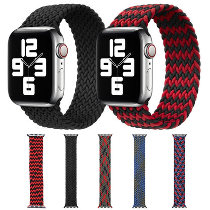 Mixed Color Nylon Braided Single Loop Watch Band For Apple Watch Ultra 49mm&Watch Ultra 2 49mm / Series 9&8&7 45mm / SE 3&SE 2&6&SE&5&4 44mm / 3&2&1 42mm, Size:S(Red Black) - Watch Bands by buy2fix | Online Shopping UK | buy2fix