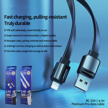 Remax RC-154i 2.4A 8 Pin Platinum Pro Charging Data Cable, Length: 1m (Black) - Normal Style Cable by REMAX | Online Shopping UK | buy2fix