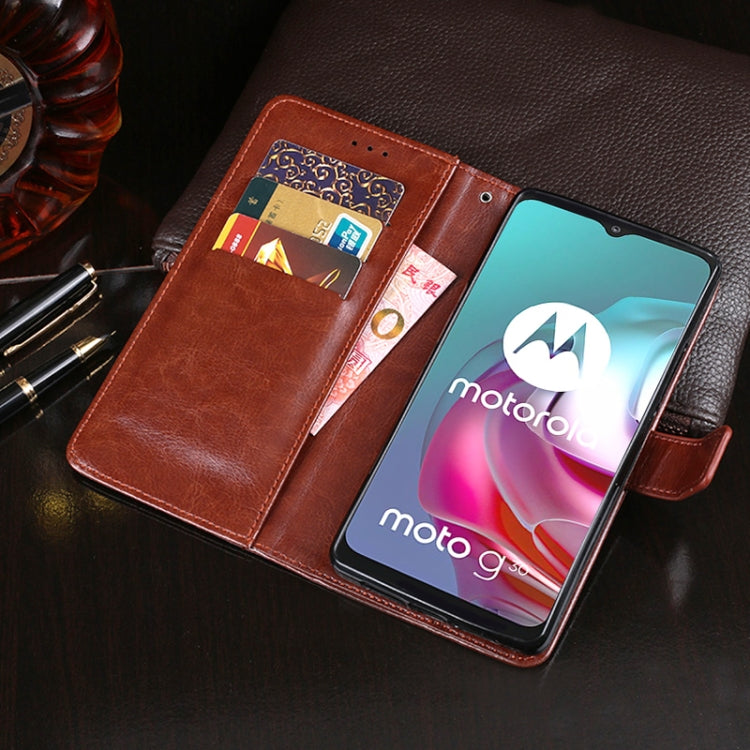 For Motorola Moto G30 idewei Crazy Horse Texture Horizontal Flip Leather Case with Holder & Card Slots & Wallet(Black) - Motorola Cases by idewei | Online Shopping UK | buy2fix