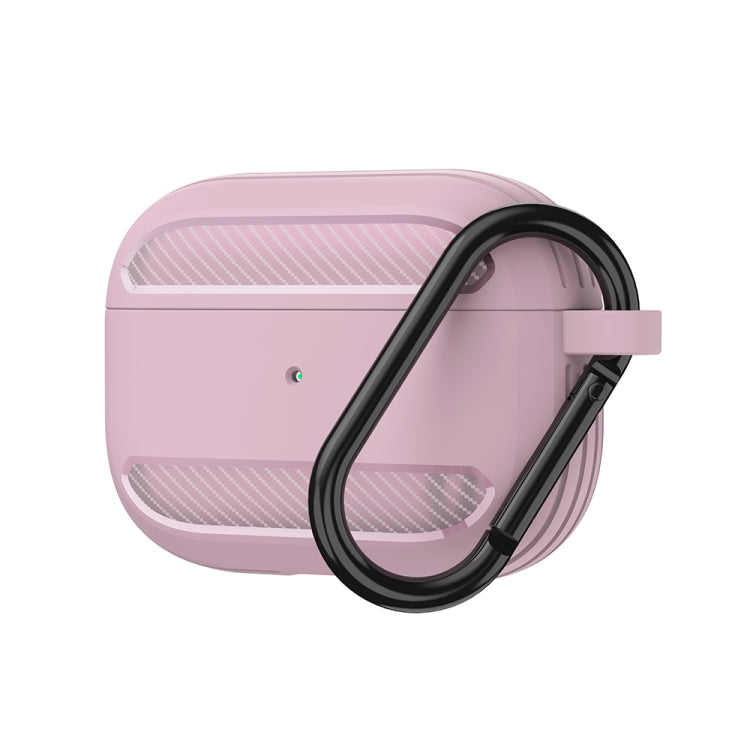 Wireless Earphones Shockproof Carbon Fiber Armor TPU Protective Case For AirPods Pro(Pink) - For AirPods Pro by buy2fix | Online Shopping UK | buy2fix