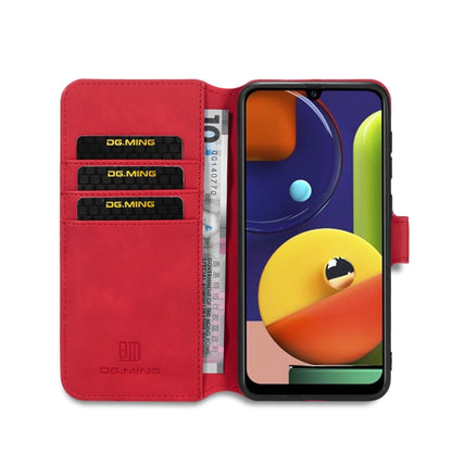 For Galaxy A30s / A50s DG.MING Retro Oil Side Horizontal Flip Case with Holder & Card Slots & Wallet(Red) - Galaxy Phone Cases by DG.MING | Online Shopping UK | buy2fix