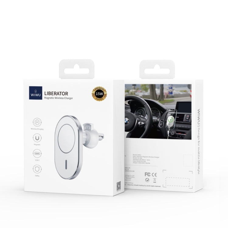 WiWU CH-306 15W Liberator 360 Degree Rotation Magnetic Car Wireless Charging Stand(Silver) - Wireless Charger Holders by WIWU | Online Shopping UK | buy2fix