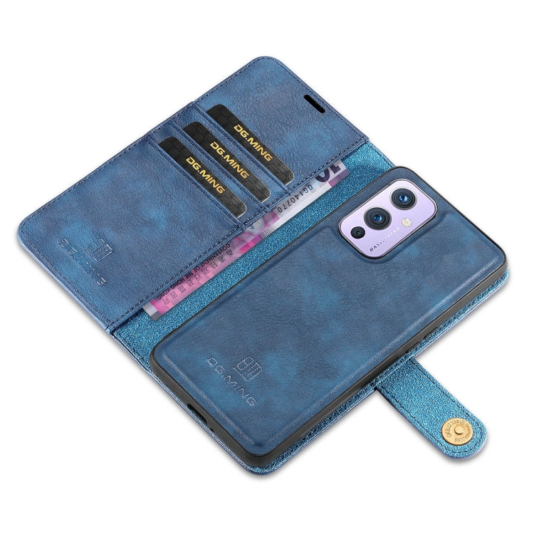 For OnePlus 9 DG.MING Crazy Horse Texture Flip Detachable Magnetic Leather Case with Holder & Card Slots & Wallet(Blue) - OnePlus Cases by DG.MING | Online Shopping UK | buy2fix