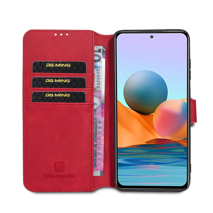 For Xiaomi Redmi Note 10 Pro DG.MING Retro Oil Side Horizontal Flip Leather Case with Holder & Card Slots & Wallet(Red) - Xiaomi Cases by DG.MING | Online Shopping UK | buy2fix