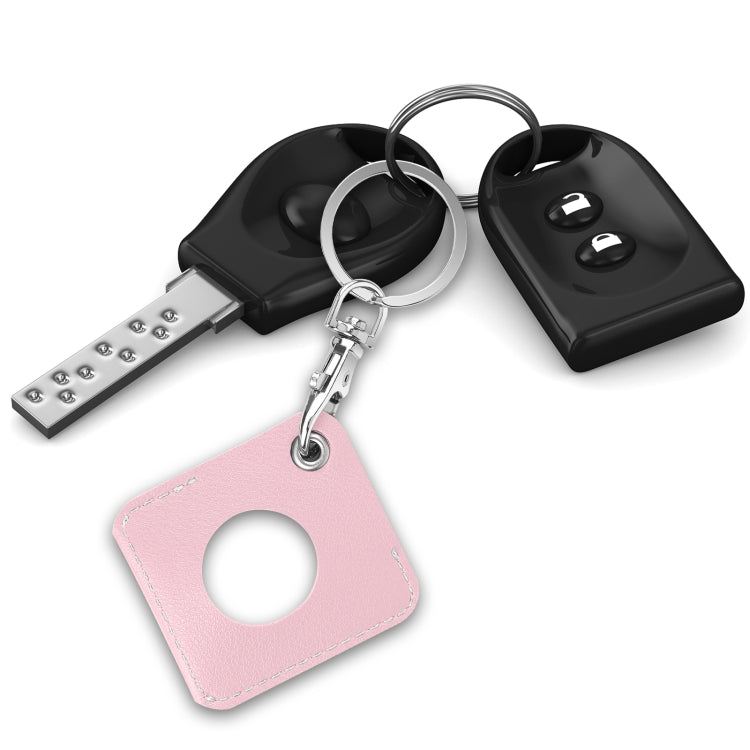 Square PU Leather Case Shockproof Anti-scratch Protective Cover with Keychain Ring Loop For AirTag(Pink) - Key Chain Series by MOMAX | Online Shopping UK | buy2fix