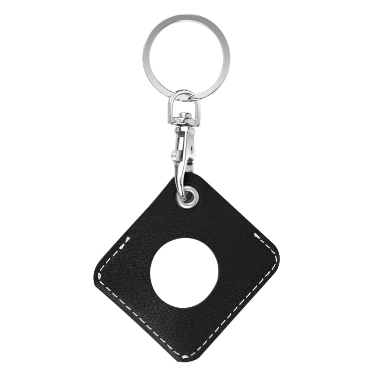 Square PU Leather Case Shockproof Anti-scratch Protective Cover with Keychain Ring Loop For AirTag(Black) - Key Chain Series by MOMAX | Online Shopping UK | buy2fix