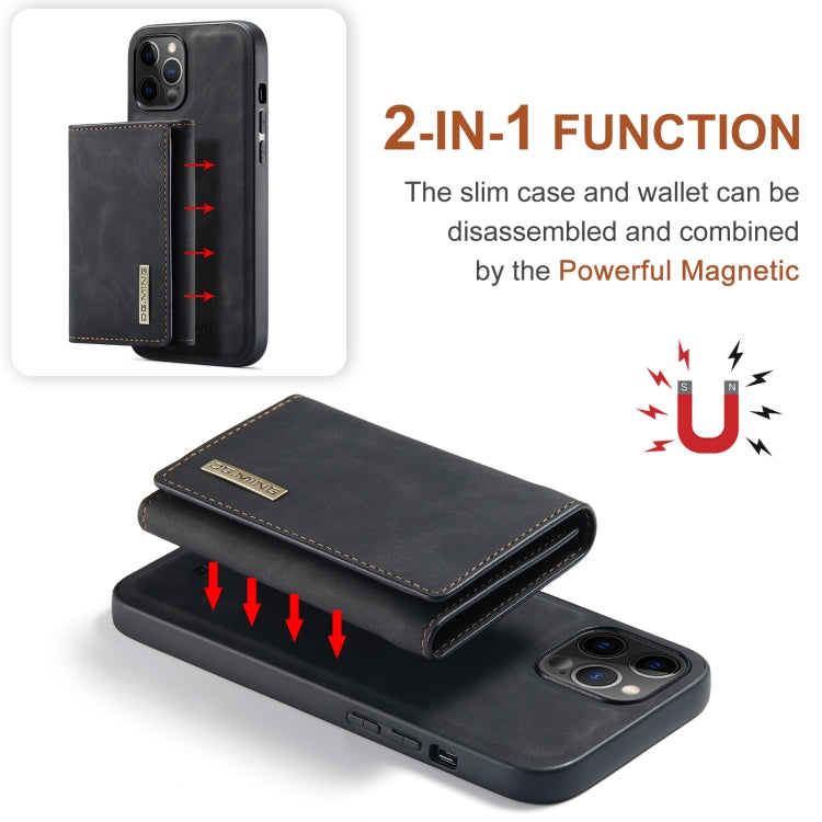 For iPhone 12 Pro Max DG.MING M1 Series 3-Fold Multi Card Wallet + Magnetic Back Cover Shockproof Case with Holder Function(Black) - iPhone 12 Pro Max Cases by DG.MING | Online Shopping UK | buy2fix