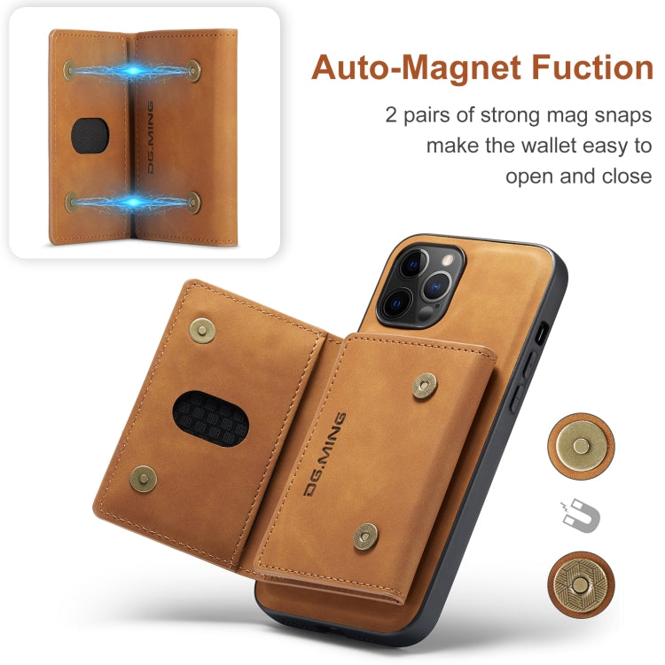 For iPhone 12 Pro Max DG.MING M2 Series 3-Fold Multi Card Bag + Magnetic Back Cover Shockproof Case with Wallet & Holder Function(Brown) - iPhone 12 Pro Max Cases by DG.MING | Online Shopping UK | buy2fix