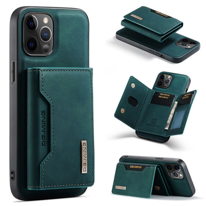 For iPhone 12 Pro Max DG.MING M2 Series 3-Fold Multi Card Bag + Magnetic Back Cover Shockproof Case with Wallet & Holder Function(Green) - iPhone 12 Pro Max Cases by DG.MING | Online Shopping UK | buy2fix