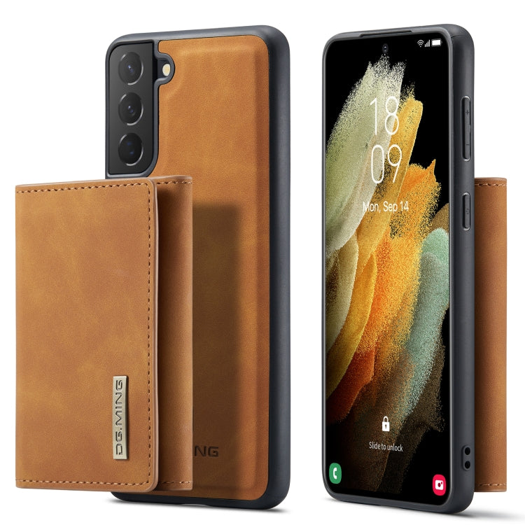 For Samsung Galaxy S21 DG.MING M1 Series 3-Fold Multi Card Wallet  Back Cover Shockproof Case with Holder Function(Brown) - Galaxy Phone Cases by DG.MING | Online Shopping UK | buy2fix