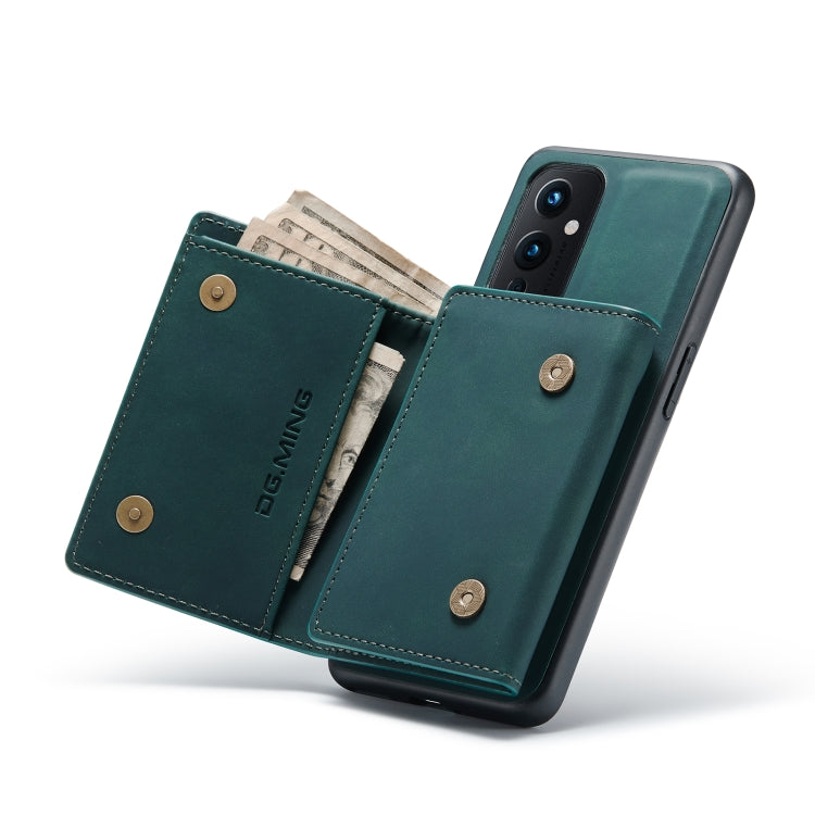 For OnePlus 9 (EU/NA) DG.MING M1 Series 3-Fold Multi Card Wallet  Back Cover Shockproof Case with Holder Function(Green) -  by DG.MING | Online Shopping UK | buy2fix