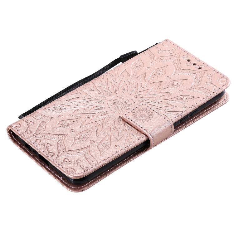 For OPPO Realme C20 / C21 Sun Embossing Pattern Horizontal Flip Leather Case with Card Slot & Holder & Wallet & Lanyard(Rose Gold) - Realme Cases by buy2fix | Online Shopping UK | buy2fix