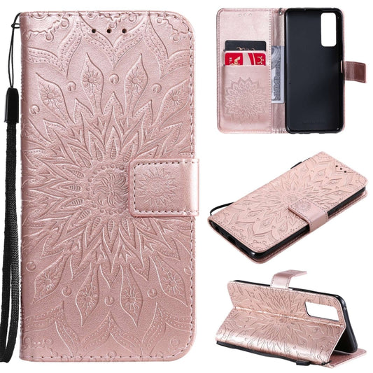 For vivo Y72 5G / iQOO Z3 Sun Embossing Pattern Horizontal Flip Leather Case with Card Slot & Holder & Wallet & Lanyard(Rose Gold) - vivo Cases by buy2fix | Online Shopping UK | buy2fix