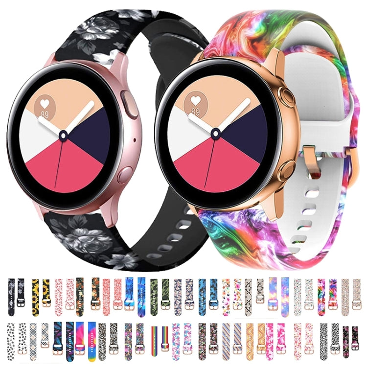 For Samsung Galaxy Watch 42mm Silicone Printing Watch Band(Black Grey Flower) - Watch Bands by buy2fix | Online Shopping UK | buy2fix