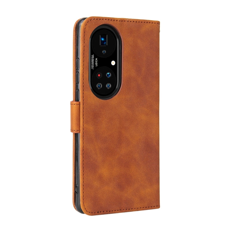 For Huawei P50 Pro Solid Color Skin Feel Magnetic Buckle Horizontal Flip Calf Texture PU Leather Case with Holder & Card Slots & Wallet(Brown) - Huawei Cases by buy2fix | Online Shopping UK | buy2fix