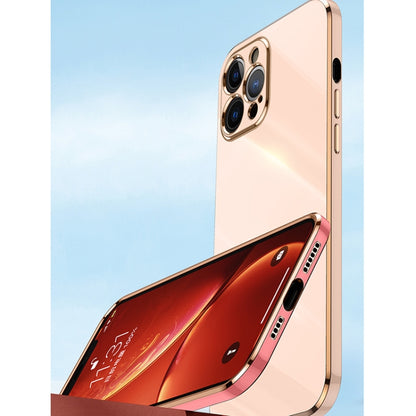 For iPhone 12 Pro XINLI Straight 6D Plating Gold Edge TPU Shockproof Case(Hawthorn Red) - iPhone 12 / 12 Pro Cases by XINLI | Online Shopping UK | buy2fix