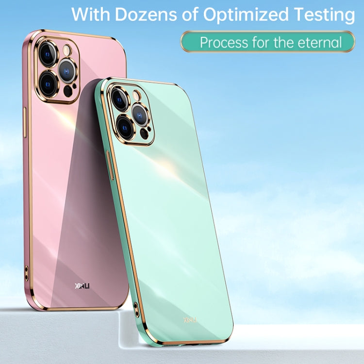 For iPhone 12 Pro Max XINLI Straight 6D Plating Gold Edge TPU Shockproof Case(Mint Green) - iPhone 12 Pro Max Cases by XINLI | Online Shopping UK | buy2fix