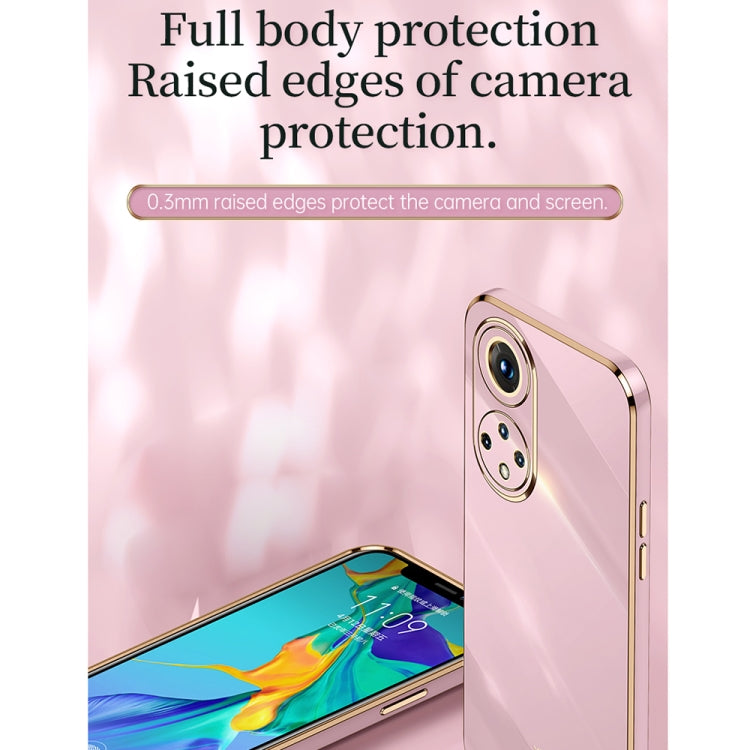 For Honor 50 XINLI Straight 6D Plating Gold Edge TPU Shockproof Case with Ring Holder(White) - Honor Cases by XINLI | Online Shopping UK | buy2fix