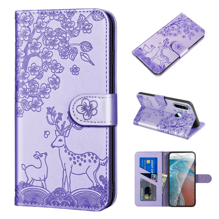 For Xiaomi Redmi Note 8 Sika Deer Embossing Pattern Horizontal Flip PU Leather Case with Holder & Card Slot & Wallet & Photo Frame(Purple) - Xiaomi Cases by buy2fix | Online Shopping UK | buy2fix