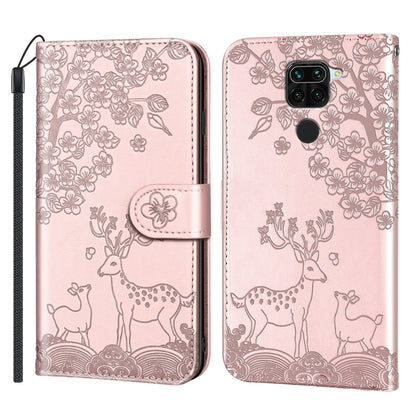 For Xiaomi Redmi Note 9 Sika Deer Embossing Pattern Horizontal Flip PU Leather Case with Holder & Card Slot & Wallet & Photo Frame(Rose Gold) - Xiaomi Cases by buy2fix | Online Shopping UK | buy2fix