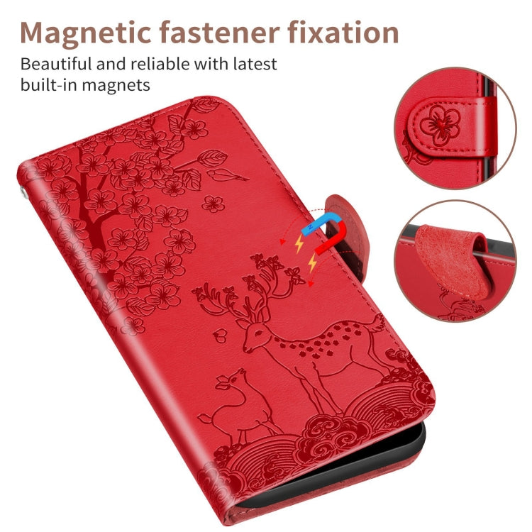 For Xiaomi Redmi Note 10 Pro Sika Deer Embossing Pattern Horizontal Flip PU Leather Case with Holder & Card Slot & Wallet & Photo Frame(Red) - Xiaomi Cases by buy2fix | Online Shopping UK | buy2fix