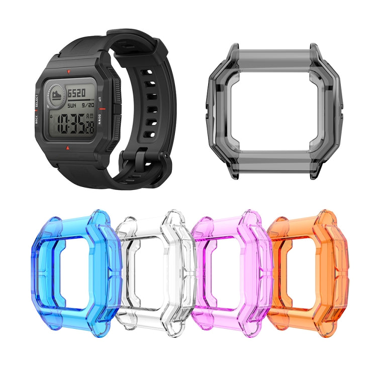 For Amazfit Neo TPU Half-pack Candy Color Protective Case(Transparent Black) - Watch Bands by buy2fix | Online Shopping UK | buy2fix