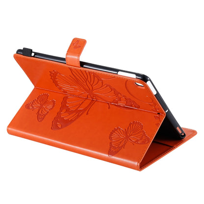 For iPad 10.2 / Pro 10.5 / Air  2019 Pressed Printing Butterfly Pattern Horizontal Flip PU Leather Case with Holder & Card Slots & Wallet & Pen Slot(Orange) - iPad Air (2019) Cases by buy2fix | Online Shopping UK | buy2fix