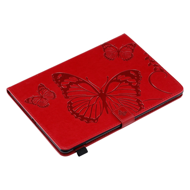 For iPad 10.2 / Pro 10.5 / Air  2019 Pressed Printing Butterfly Pattern Horizontal Flip PU Leather Case with Holder & Card Slots & Wallet & Pen Slot(Red) - iPad Air (2019) Cases by buy2fix | Online Shopping UK | buy2fix