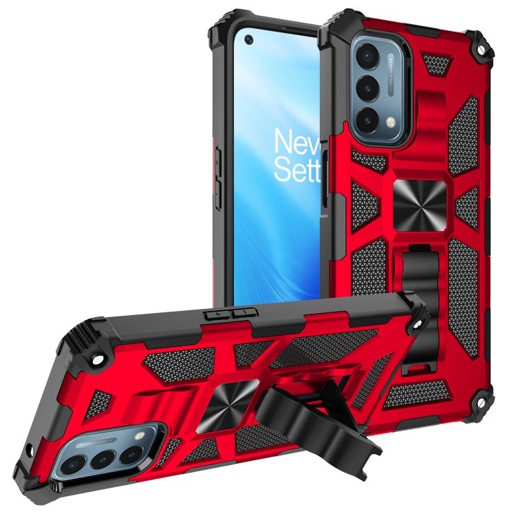 For OPPO A54 4G / A55 5G Shockproof TPU + PC Magnetic Protective Case with Holder(Red) - OPPO Cases by buy2fix | Online Shopping UK | buy2fix