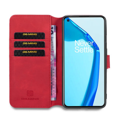 For OnePlus 9R DG.MING Retro Oil Side Horizontal Flip Leather Case with Holder & Card Slots & Wallet(Red) - OnePlus Cases by DG.MING | Online Shopping UK | buy2fix