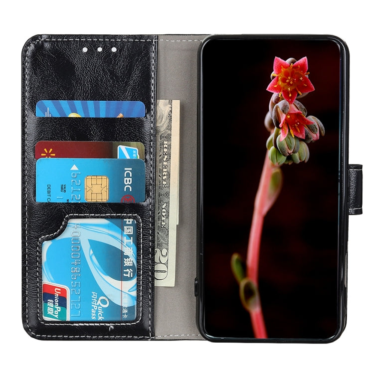 For OPPO A16 Retro Crazy Horse Texture Horizontal Flip Leather Case with Holder & Card Slots & Photo Frame & Wallet(Black) - OPPO Cases by buy2fix | Online Shopping UK | buy2fix