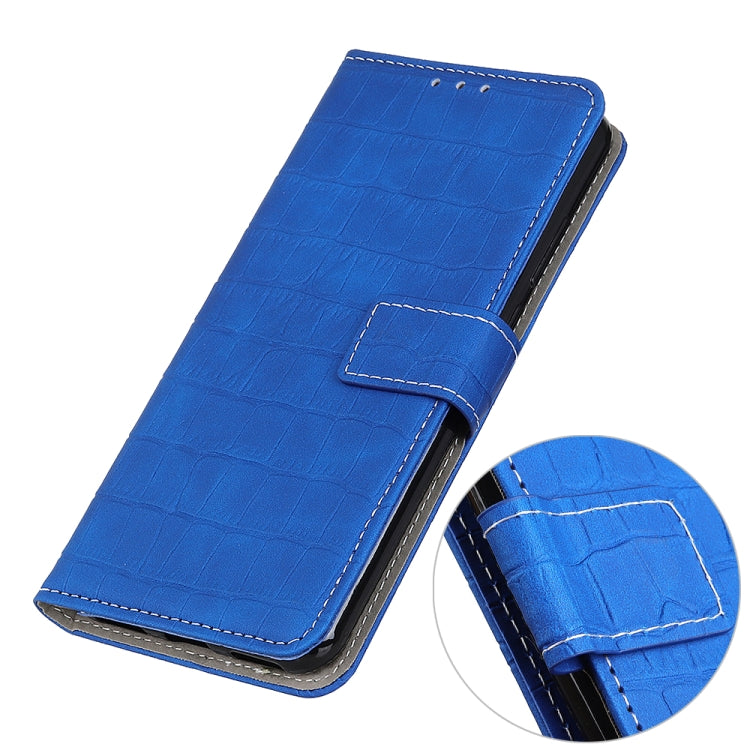 For OPPO A16 Magnetic Crocodile Texture Horizontal Flip Leather Case with Holder & Card Slots & Wallet(Blue) - OPPO Cases by buy2fix | Online Shopping UK | buy2fix