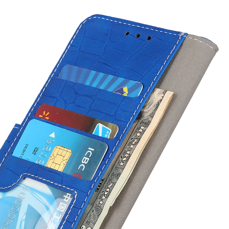 For OPPO A16 Magnetic Crocodile Texture Horizontal Flip Leather Case with Holder & Card Slots & Wallet(Blue) - OPPO Cases by buy2fix | Online Shopping UK | buy2fix