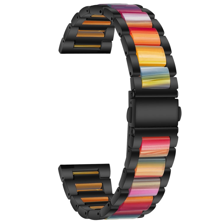 For Samsung Smart Watch 22mm Three-beads Steel + Resin Watch Band(Black Rainbow) - Watch Bands by buy2fix | Online Shopping UK | buy2fix