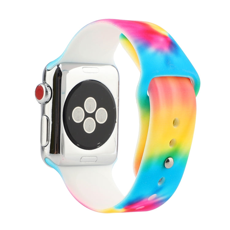 Silicone Painted Pattern Watch Band For Apple Watch Series 9&8&7 41mm / SE 3&SE 2&6&SE&5&4 40mm / 3&2&1 38mm(A) - Watch Bands by buy2fix | Online Shopping UK | buy2fix