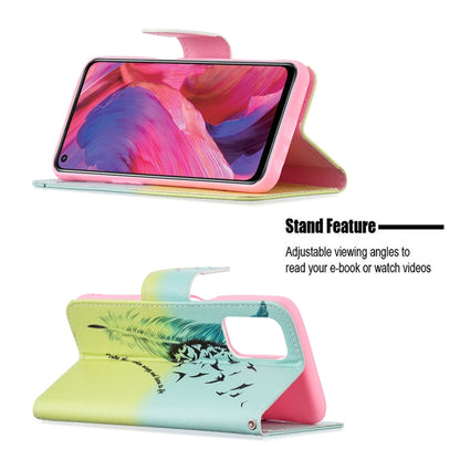 For OPPO A74 / A93 / A54 5G Colored Drawing Pattern Horizontal Flip Leather Case with Holder & Card Slots & Wallet(Feather) - OPPO Cases by buy2fix | Online Shopping UK | buy2fix