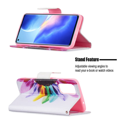 For OPPO Reno5 Colored Drawing Pattern Horizontal Flip Leather Case with Holder & Card Slots & Wallet(Sun Flower) - OPPO Cases by buy2fix | Online Shopping UK | buy2fix