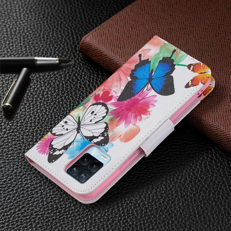 For OPPO Realme 8 / Realme 8 Pro Colored Drawing Pattern Horizontal Flip Leather Case with Holder & Card Slots & Wallet(Butterflies) - Realme Cases by buy2fix | Online Shopping UK | buy2fix