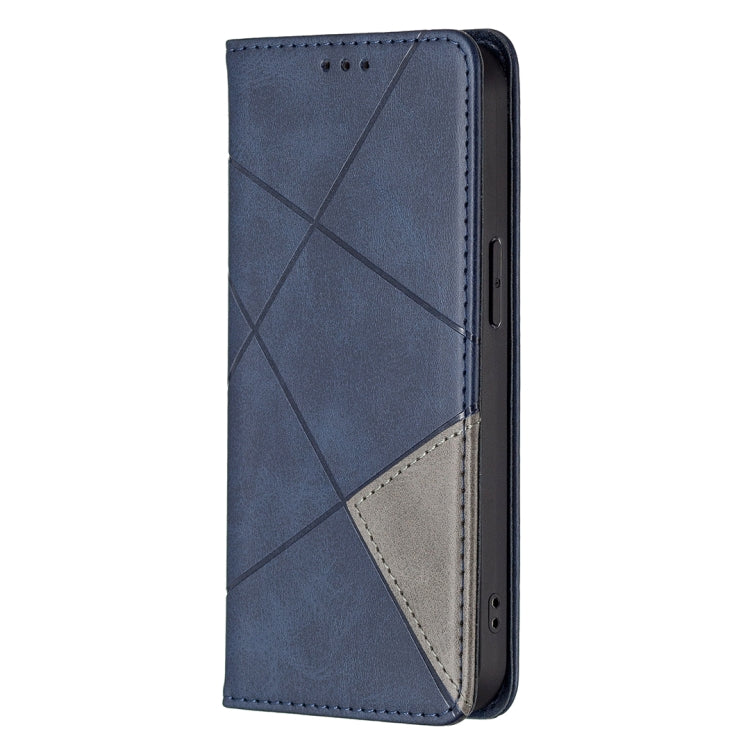 For iPhone 13 Pro Max Rhombus Texture Horizontal Flip Magnetic Leather Case with Holder & Card Slots (Blue) - iPhone 13 Pro Max Cases by buy2fix | Online Shopping UK | buy2fix