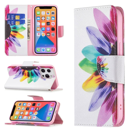 For iPhone 13 Colored Drawing Pattern Horizontal Flip Leather Case with Holder & Card Slots & Wallet(Sunflower) - iPhone 13 Cases by buy2fix | Online Shopping UK | buy2fix