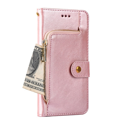 For OPPO A94 5G / F19 Pro+ 5G Zipper Bag PU + TPU Horizontal Flip Leather Case with Holder & Card Slot & Wallet & Lanyard(Rose Gold) - OPPO Cases by buy2fix | Online Shopping UK | buy2fix